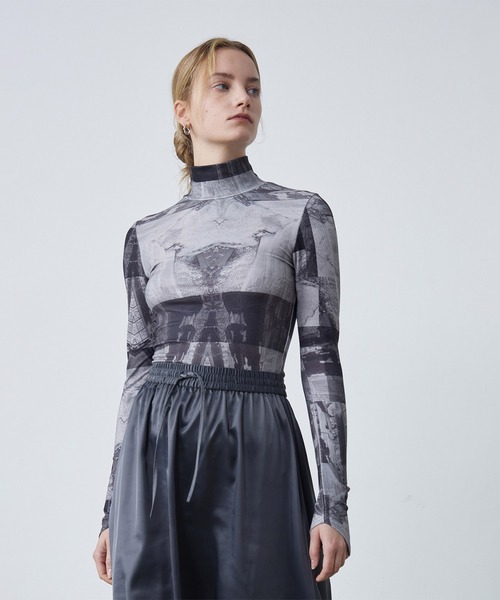 ELOOPS(イーループス)の「【ELOOPS】1枚でも重ね着でも◎ スムースハイネックインナー(Tシャツ/カットソー・レディース・ブラック系その他/カーキ/スモークピンク・L/M/S)」の18枚目の写真
