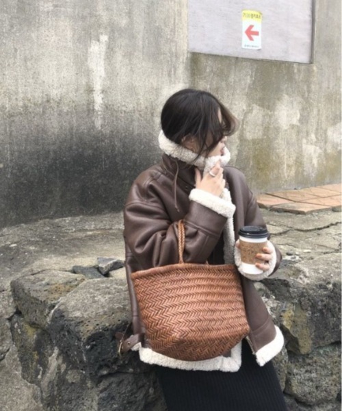 【セール】フェイクムートンフライトジャケットブルゾン（ブルゾン）｜sorule（ソルレ）