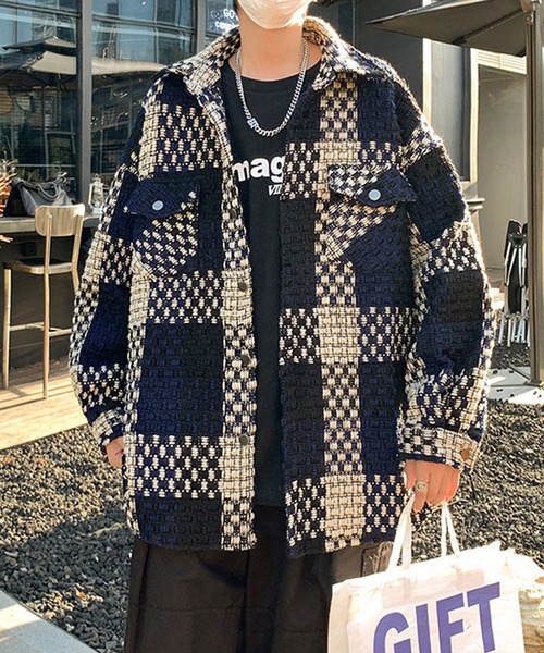 新品未使用！FUKUZO チェック柄ブルゾン M セール】【BENDER TOKYO】フェイクポケット付き ツイード