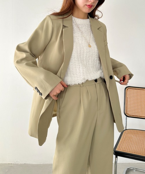 un+frame（アンフレーム）の「loose jacket set up／【2点SET】ルーズテーラードジャケットセットアップ（セットアップ・レディース・アイボリー/ブラック/ベージュ・FREE）」の5枚目の写真