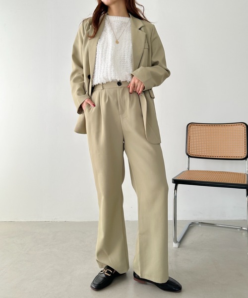 un+frame（アンフレーム）の「loose jacket set up／【2点SET】ルーズテーラードジャケットセットアップ（セットアップ・レディース・アイボリー/ブラック/ベージュ・FREE）」の14枚目の写真