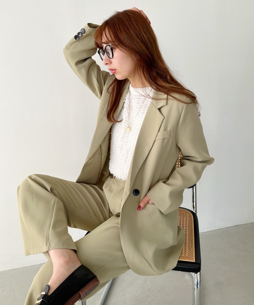 un+frame（アンフレーム）の「loose jacket set up／【2点SET】ルーズテーラードジャケットセットアップ（セットアップ・レディース・アイボリー/ブラック/ベージュ・FREE）」の17枚目の写真