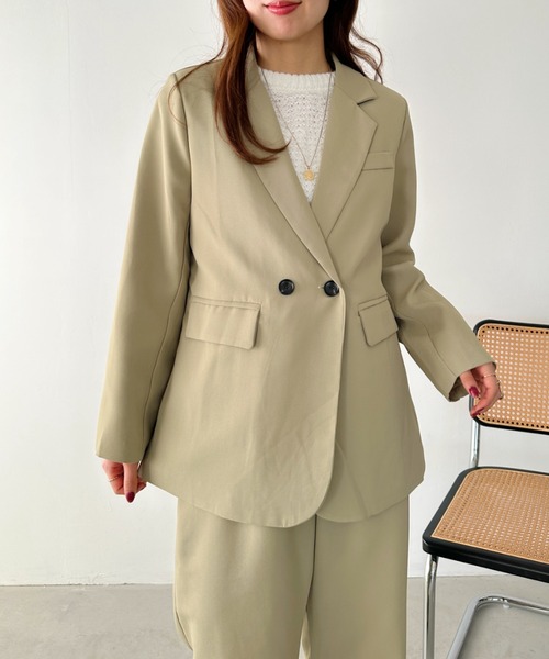 un+frame（アンフレーム）の「loose jacket set up／【2点SET】ルーズテーラードジャケットセットアップ（セットアップ・レディース・アイボリー/ブラック/ベージュ・FREE）」の19枚目の写真