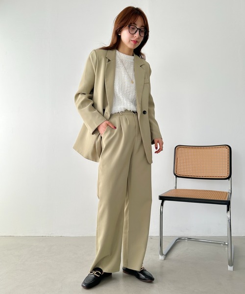 un+frame（アンフレーム）の「loose jacket set up／【2点SET】ルーズテーラードジャケットセットアップ（セットアップ・レディース・アイボリー/ブラック/ベージュ・FREE）」の15枚目の写真