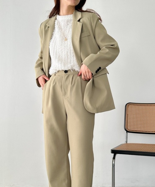 un+frame（アンフレーム）の「loose jacket set up／【2点SET】ルーズテーラードジャケットセットアップ（セットアップ・レディース・アイボリー/ブラック/ベージュ・FREE）」の10枚目の写真