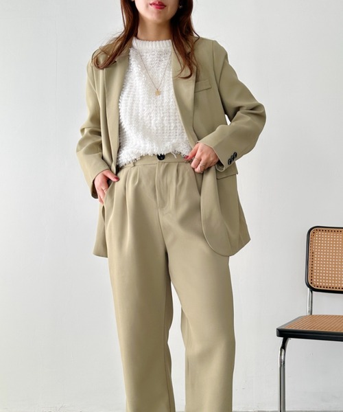 un+frame（アンフレーム）の「loose jacket set up／【2点SET】ルーズテーラードジャケットセットアップ（セットアップ・レディース・アイボリー/ブラック/ベージュ・FREE）」の11枚目の写真