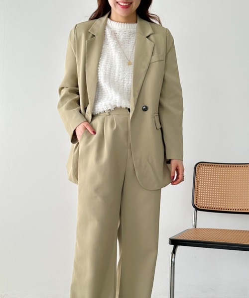 un+frame（アンフレーム）の「loose jacket set up／【2点SET】ルーズテーラードジャケットセットアップ（セットアップ・レディース・アイボリー/ブラック/ベージュ・FREE）」の12枚目の写真