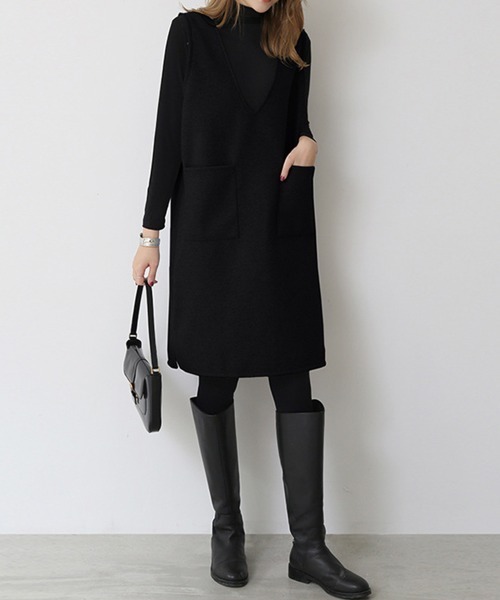 Miniministore(ミニミニストア)の「ワンピース ジャンパースカートレディース(ワンピース・レディース・パープル/グレイッシュベージュ/グレー/ダークグリーン/ブラック/ブルー・L)」の1枚目の写真