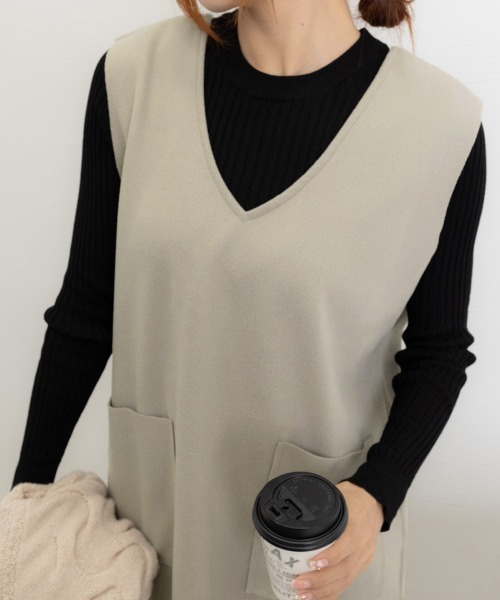 Miniministore(ミニミニストア)の「ワンピース ジャンパースカートレディース(ワンピース・レディース・パープル/グレイッシュベージュ/グレー/ダークグリーン/ブラック/ブルー・L)」の7枚目の写真