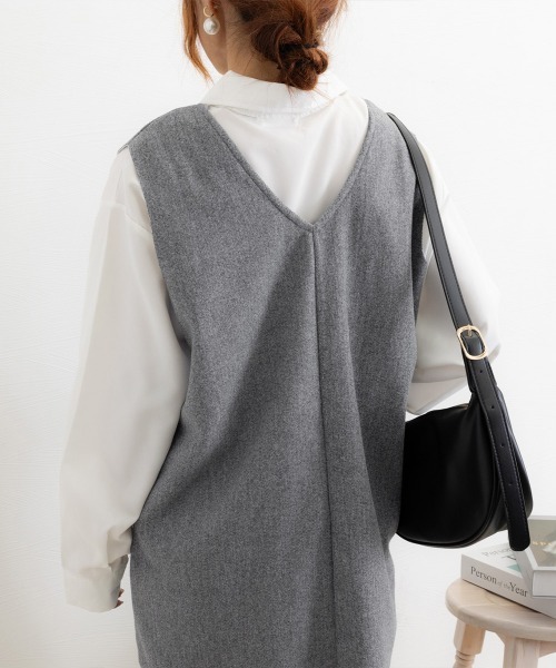 Miniministore(ミニミニストア)の「ワンピース ジャンパースカートレディース(ワンピース・レディース・パープル/グレイッシュベージュ/グレー/ダークグリーン/ブラック/ブルー・L)」の18枚目の写真