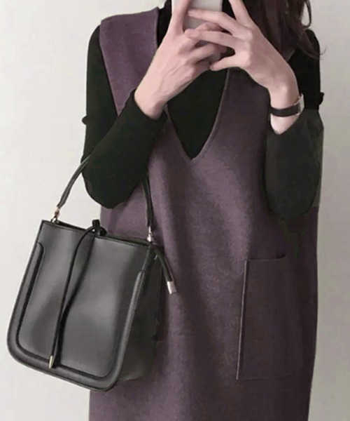 Miniministore(ミニミニストア)の「ワンピース ジャンパースカートレディース(ワンピース・レディース・パープル/グレイッシュベージュ/グレー/ダークグリーン/ブラック/ブルー・L)」の19枚目の写真