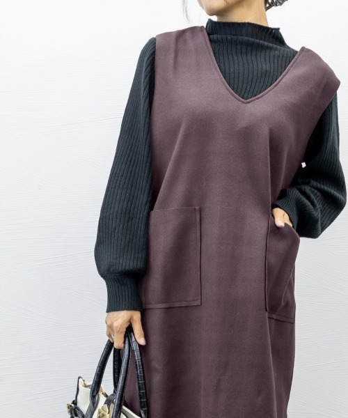 Miniministore(ミニミニストア)の「ワンピース ジャンパースカートレディース(ワンピース・レディース・パープル/グレイッシュベージュ/グレー/ダークグリーン/ブラック/ブルー・L)」の21枚目の写真