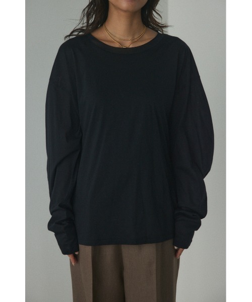 BLACK BY MOUSSY（ブラックバイマウジー）の「curved sleeve tops(カーブスリーブトップス)（Tシャツ/カットソー・レディース・ライトイエロー/ブラック/ホワイト・FREE）」の6枚目の写真