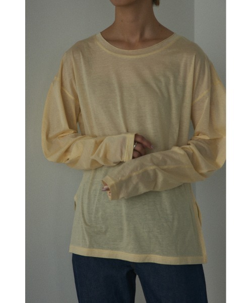 BLACK BY MOUSSY（ブラックバイマウジー）の「curved sleeve tops(カーブスリーブトップス)（Tシャツ/カットソー・レディース・ライトイエロー/ブラック/ホワイト・FREE）」の12枚目の写真