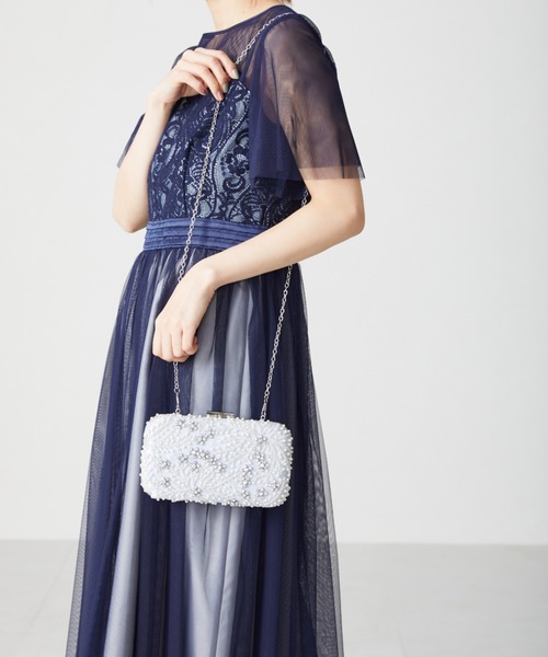 MISCH MASCH(ミッシュマッシュ)の「■■ビーズ刺繍ボックスクラッチバッグ/MOB008(クラッチバッグ・レディース・ベージュ/グレー・フリ-)」の9枚目の写真