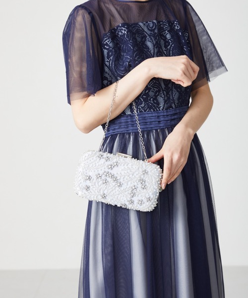 MISCH MASCH(ミッシュマッシュ)の「■■ビーズ刺繍ボックスクラッチバッグ/MOB008(クラッチバッグ・レディース・ベージュ/グレー・フリ-)」の10枚目の写真