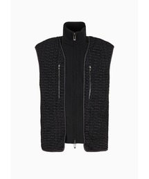 EMPORIO ARMANI | 【エンポリオ アルマーニ】フルジップ ノースリーブトップス クリンクルナイロン オールオーバー フロックロゴレタリング(その他アウター)