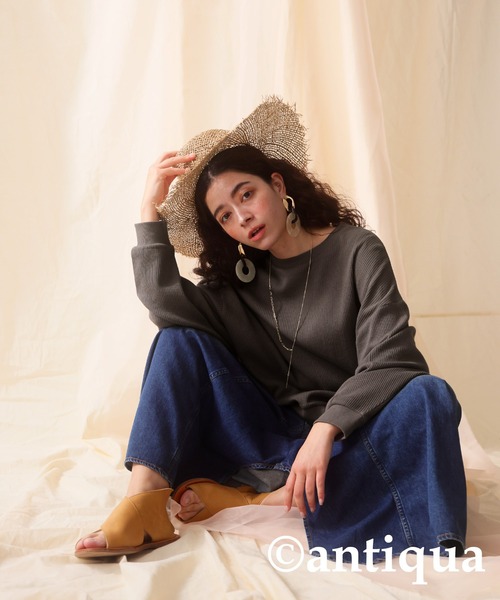 トップス Tee tops RODEO CROWNS WIDE BOWL | (JS)襟付きZIP KNITトップス (ニット