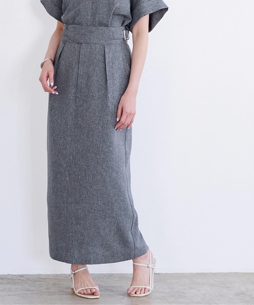 UR'S（ユアーズ）の「リネンライクサイドベルトデザインタイトスカート（スカート・レディース・アイボリー/ブラック/サンドベージュ/ブルー系その他・L/M/S）」の4枚目の写真