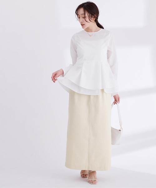 UR'S（ユアーズ）の「リネンライクサイドベルトデザインタイトスカート（スカート・レディース・アイボリー/ブラック/サンドベージュ/ブルー系その他・L/M/S）」の5枚目の写真