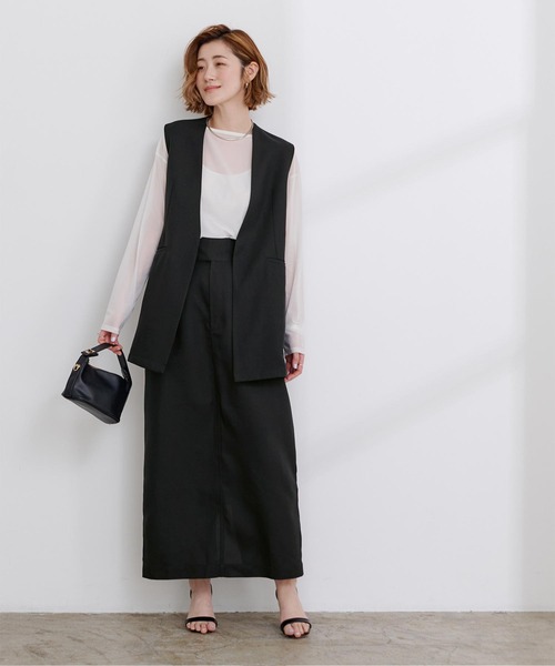 UR'S（ユアーズ）の「リネンライクサイドベルトデザインタイトスカート（スカート・レディース・アイボリー/ブラック/サンドベージュ/ブルー系その他・L/M/S）」の6枚目の写真