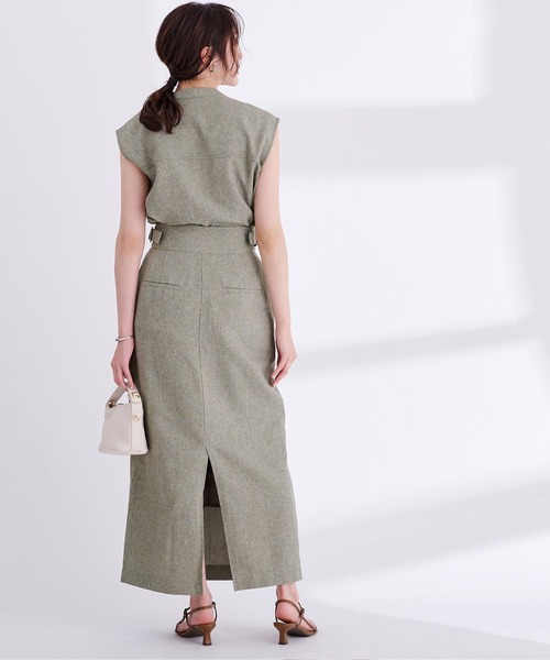 UR'S（ユアーズ）の「リネンライクサイドベルトデザインタイトスカート（スカート・レディース・アイボリー/ブラック/サンドベージュ/ブルー系その他・L/M/S）」の8枚目の写真