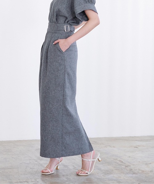 UR'S（ユアーズ）の「リネンライクサイドベルトデザインタイトスカート（スカート・レディース・アイボリー/ブラック/サンドベージュ/ブルー系その他・L/M/S）」の18枚目の写真