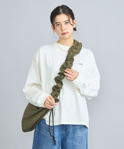 coen(コーエン)の「USAコットン天竺チビロゴ刺繍ロングスリーブTシャツ(Tシャツ/カットソー・レディース・オフホワイト/ライム/ダークグレー/コバルトブルー・M/L)」の2枚目の写真