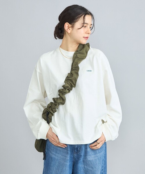 coen(コーエン)の「USAコットン天竺チビロゴ刺繍ロングスリーブTシャツ(Tシャツ/カットソー・レディース・オフホワイト/ライム/ダークグレー/コバルトブルー・M/L)」の10枚目の写真