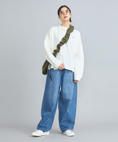 coen(コーエン)の「USAコットン天竺チビロゴ刺繍ロングスリーブTシャツ(Tシャツ/カットソー・レディース・オフホワイト/ライム/ダークグレー/コバルトブルー・M/L)」の7枚目の写真