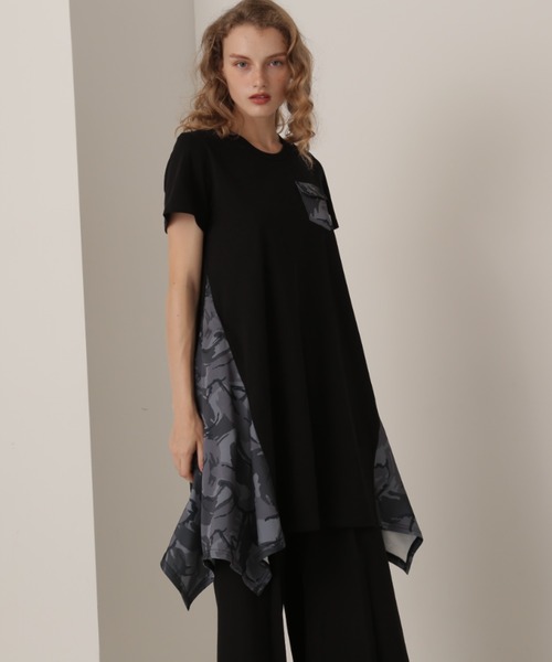 AVIREX(アヴィレックス)の「CAMO PRINT DRAPE ONE PIECE/カモプリントドレープワンピース(ワンピース・レディース・オリーブ/グレー/ブラック・SMALL/MEDIUM/LARGE)」の2枚目の写真