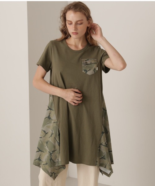 AVIREX(アヴィレックス)の「CAMO PRINT DRAPE ONE PIECE/カモプリントドレープワンピース(ワンピース・レディース・オリーブ/グレー/ブラック・SMALL/MEDIUM/LARGE)」の11枚目の写真