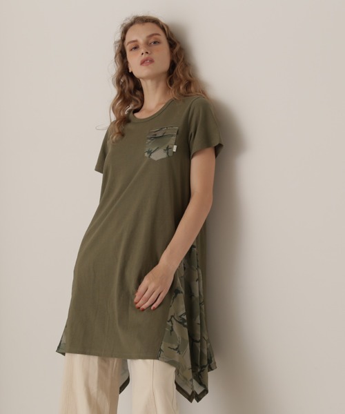 AVIREX(アヴィレックス)の「CAMO PRINT DRAPE ONE PIECE/カモプリントドレープワンピース(ワンピース・レディース・オリーブ/グレー/ブラック・SMALL/MEDIUM/LARGE)」の10枚目の写真
