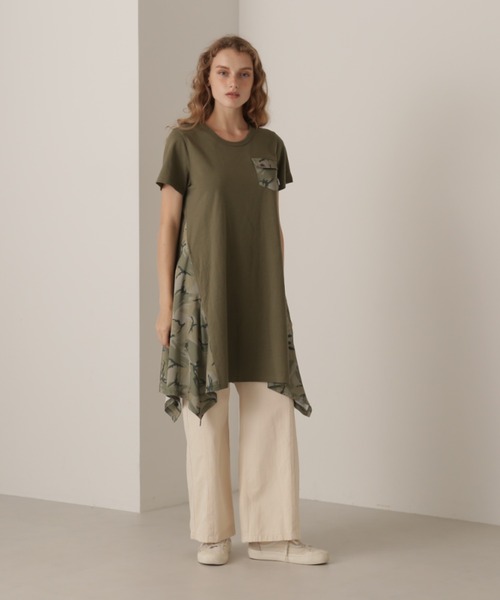 AVIREX(アヴィレックス)の「CAMO PRINT DRAPE ONE PIECE/カモプリントドレープワンピース(ワンピース・レディース・オリーブ/グレー/ブラック・SMALL/MEDIUM/LARGE)」の8枚目の写真