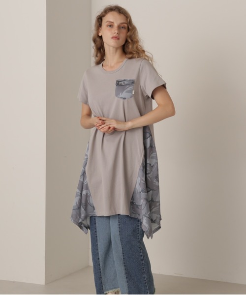 AVIREX(アヴィレックス)の「CAMO PRINT DRAPE ONE PIECE/カモプリントドレープワンピース(ワンピース・レディース・オリーブ/グレー/ブラック・SMALL/MEDIUM/LARGE)」の7枚目の写真