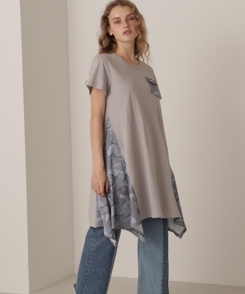 AVIREX(アヴィレックス)の「CAMO PRINT DRAPE ONE PIECE/カモプリントドレープワンピース(ワンピース・レディース・オリーブ/グレー/ブラック・SMALL/MEDIUM/LARGE)」の6枚目の写真