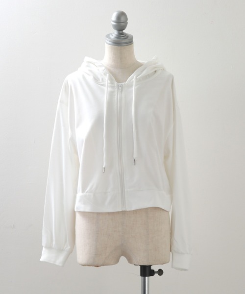 Cheek（チーク）の「クロップドZIPパーカー（パーカー・レディース・オフホワイト/ブラック・MEDIUM）」の13枚目の写真