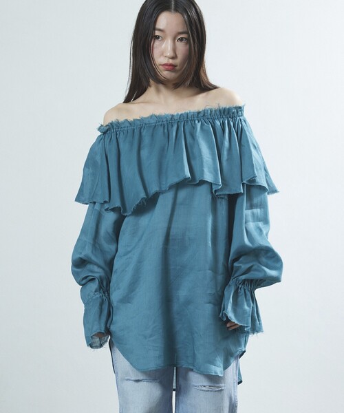 Firsthand（ファーストハンド）の「Firsthand/ファーストハンド マルチウェイラミーオフショルブラウス（シャツ/ブラウス・レディース・グリーン/ネイビー/オフホワイト・FREE）」の12枚目の写真