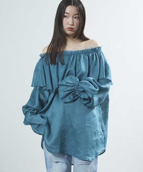 Firsthand（ファーストハンド）の「Firsthand/ファーストハンド マルチウェイラミーオフショルブラウス（シャツ/ブラウス・レディース・グリーン/ネイビー/オフホワイト・FREE）」の11枚目の写真