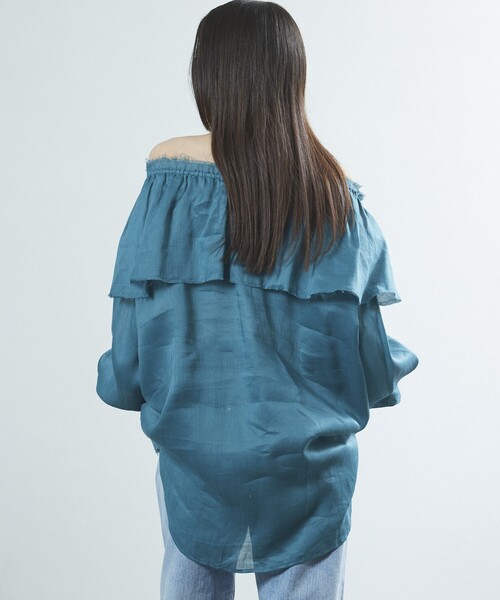 Firsthand（ファーストハンド）の「Firsthand/ファーストハンド マルチウェイラミーオフショルブラウス（シャツ/ブラウス・レディース・グリーン/ネイビー/オフホワイト・FREE）」の9枚目の写真