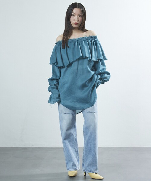 Firsthand（ファーストハンド）の「Firsthand/ファーストハンド マルチウェイラミーオフショルブラウス（シャツ/ブラウス・レディース・グリーン/ネイビー/オフホワイト・FREE）」の8枚目の写真