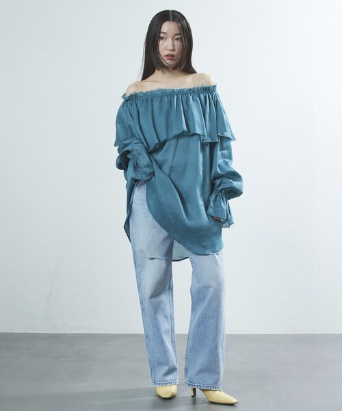 Firsthand（ファーストハンド）の「Firsthand/ファーストハンド マルチウェイラミーオフショルブラウス（シャツ/ブラウス・レディース・グリーン/ネイビー/オフホワイト・FREE）」の7枚目の写真