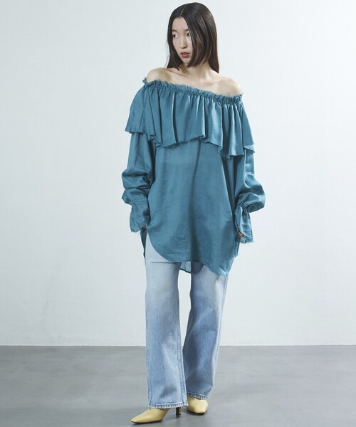 Firsthand（ファーストハンド）の「Firsthand/ファーストハンド マルチウェイラミーオフショルブラウス（シャツ/ブラウス・レディース・グリーン/ネイビー/オフホワイト・FREE）」の6枚目の写真