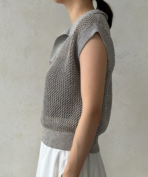2024ss DOUDOU 【WEB限定】 メタリックスキッパーニットベスト 2024ss DOUDOU 【WEB限定】 メタリックスキッパーニットベスト