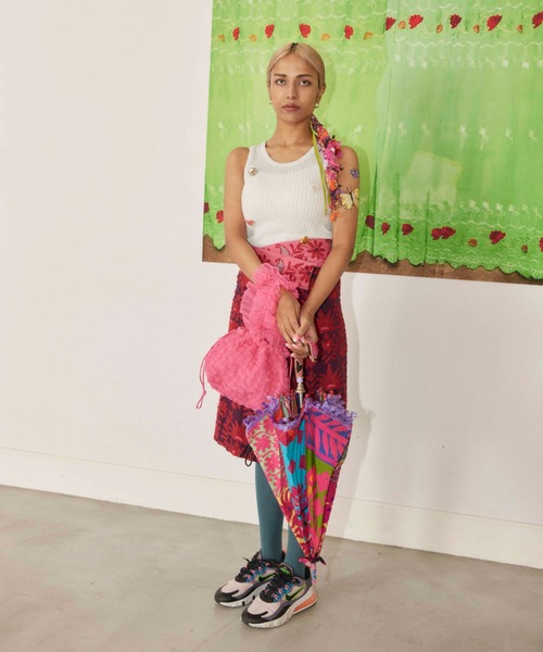 HEY!MrsROSE（ヘイミセスローズ）の「HEY! Mrs ROSE(ヘイ！ミセスローズ)Tulle Smocking BAG（ハンドバッグ・レディース・ピンク/ブラック・FREE）」の9枚目の写真