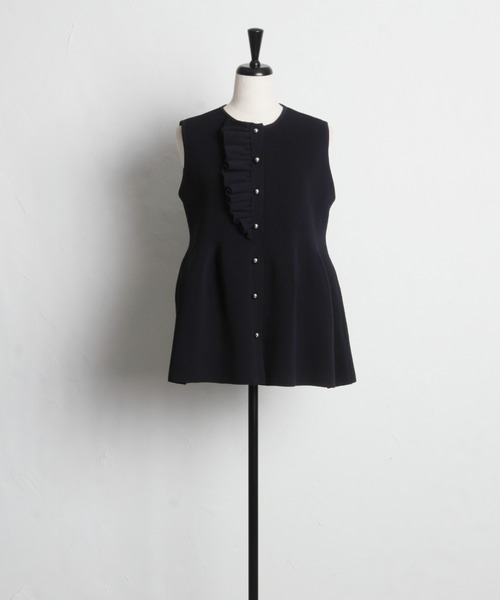 tocco closet（トッコ　クローゼット）の「【ZOZO限定】フロントフリルパールトップス（Tシャツ/カットソー・レディース・ブラック/オフホワイト・M）」の20枚目の写真