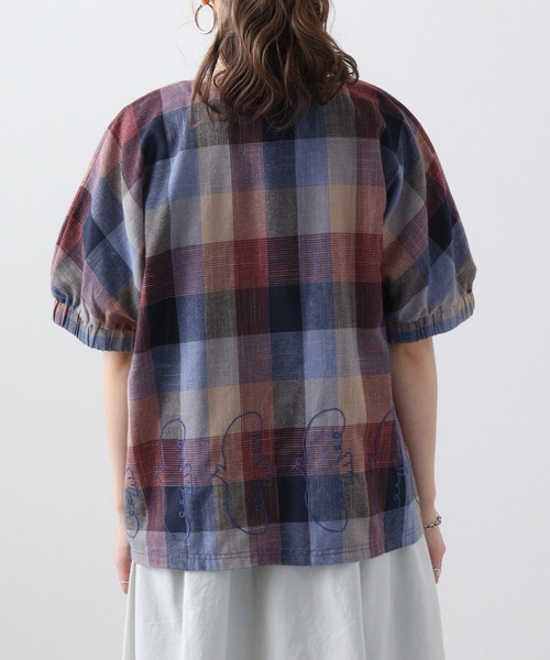 MaCOチェックシュウマイブラウス◇人気完売品◇マコ 別注 Double Jersey Embroidery