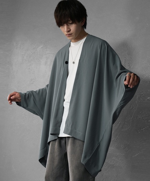 MinoriTY（マイノリティ）の「【MinoriTY】オーバーサイズビッグポンチョ カーディガン メンズ ビッグシルエット ルーズフィット 秋服 夏服（カーディガン/ボレロ・メンズ・ブルー/ブラック・S/M/L）」の5枚目の写真