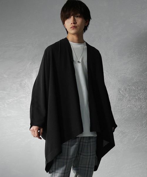 MinoriTY（マイノリティ）の「【MinoriTY】オーバーサイズビッグポンチョ カーディガン メンズ ビッグシルエット ルーズフィット 秋服 夏服（カーディガン/ボレロ・メンズ・ブルー/ブラック・S/M/L）」の14枚目の写真