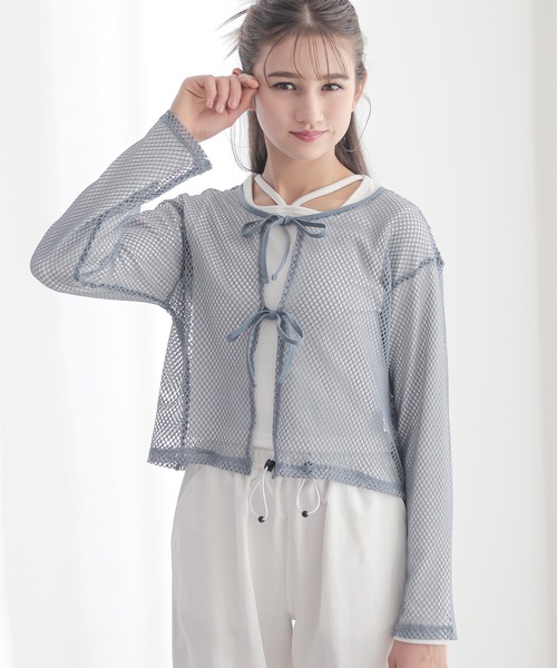 BISKEE(ビスキー)の「【セットアイテム】 リボンメッシュカーディガン×スクエアネックカットソー(140cm~160cm)(Tシャツ/カットソー・キッズ・サックスブルー/ブラック・140cm/150cm/160cm)」の21枚目の写真
